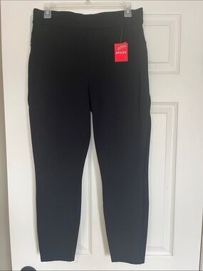 SPANX Black Ankle Cropped Ponte Slim-Leg Pants
